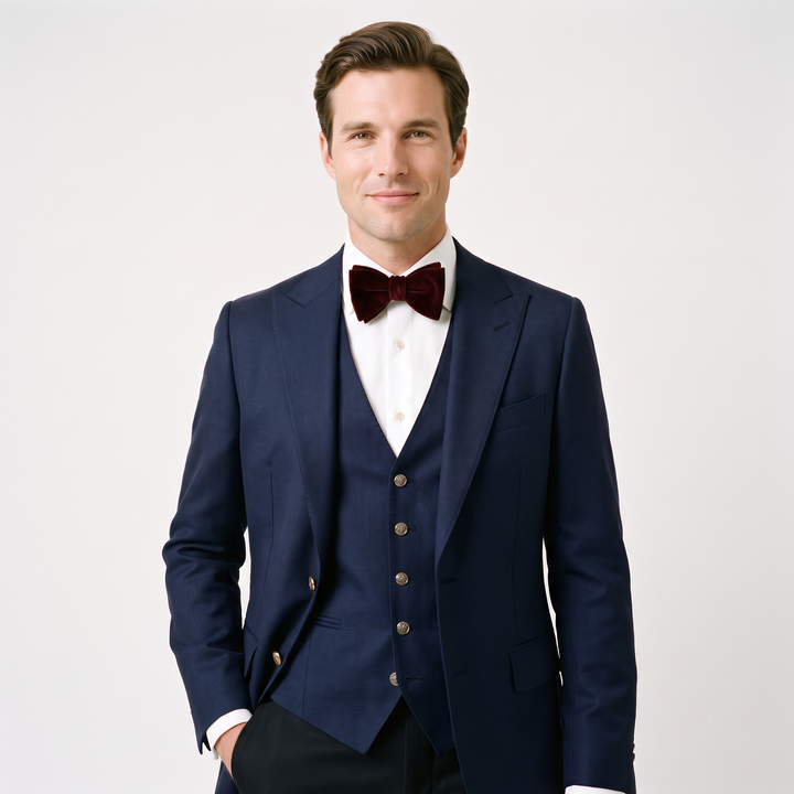 Menseventwear Casual 3 Pieces Mens Suit Flat Peak Lapel Suit (Blazer+vest+Pants)
