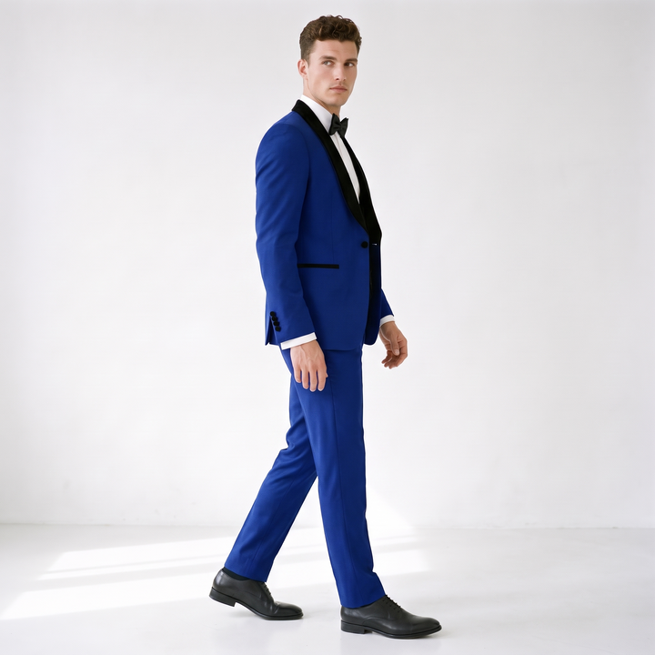 Menseventwear Formal 3 Pieces Mens Suit Flat Shawl Lapel Tuxedos (Blazer+vest+Pants)
