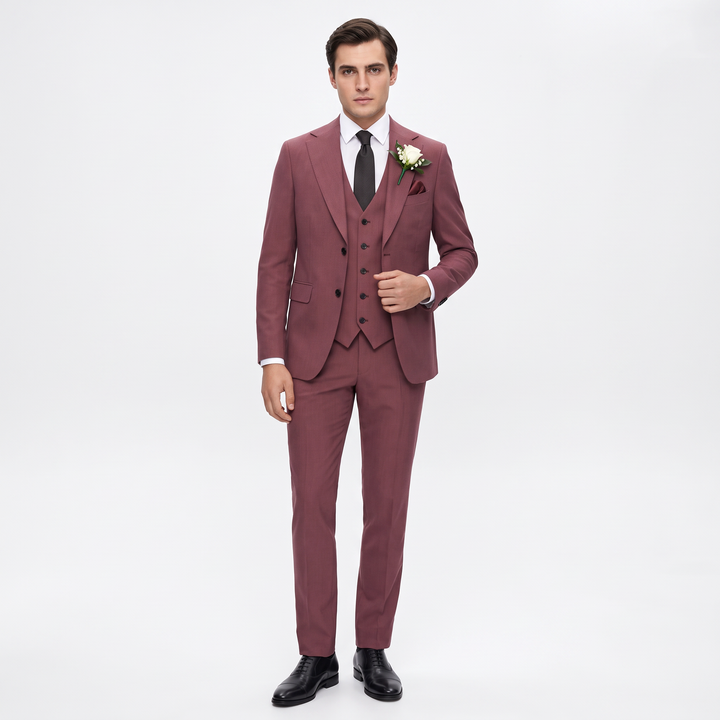Menseventwear Fashion 3 Pieces Mens Suit Flat Notch Lapel Suits For Wedding (Blazer+vest+Pants)
