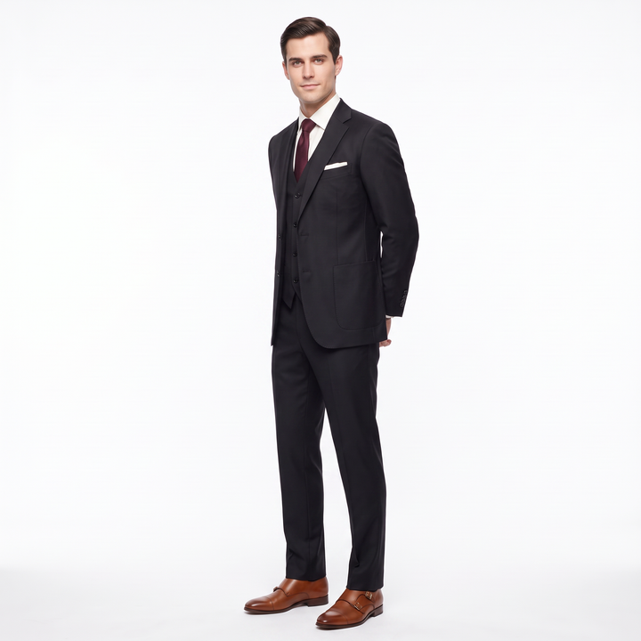 Menseventwear Fashion 3 Pieces Mens Suit Flat Notch Lapel Suits (Blazer+vest+Pants)