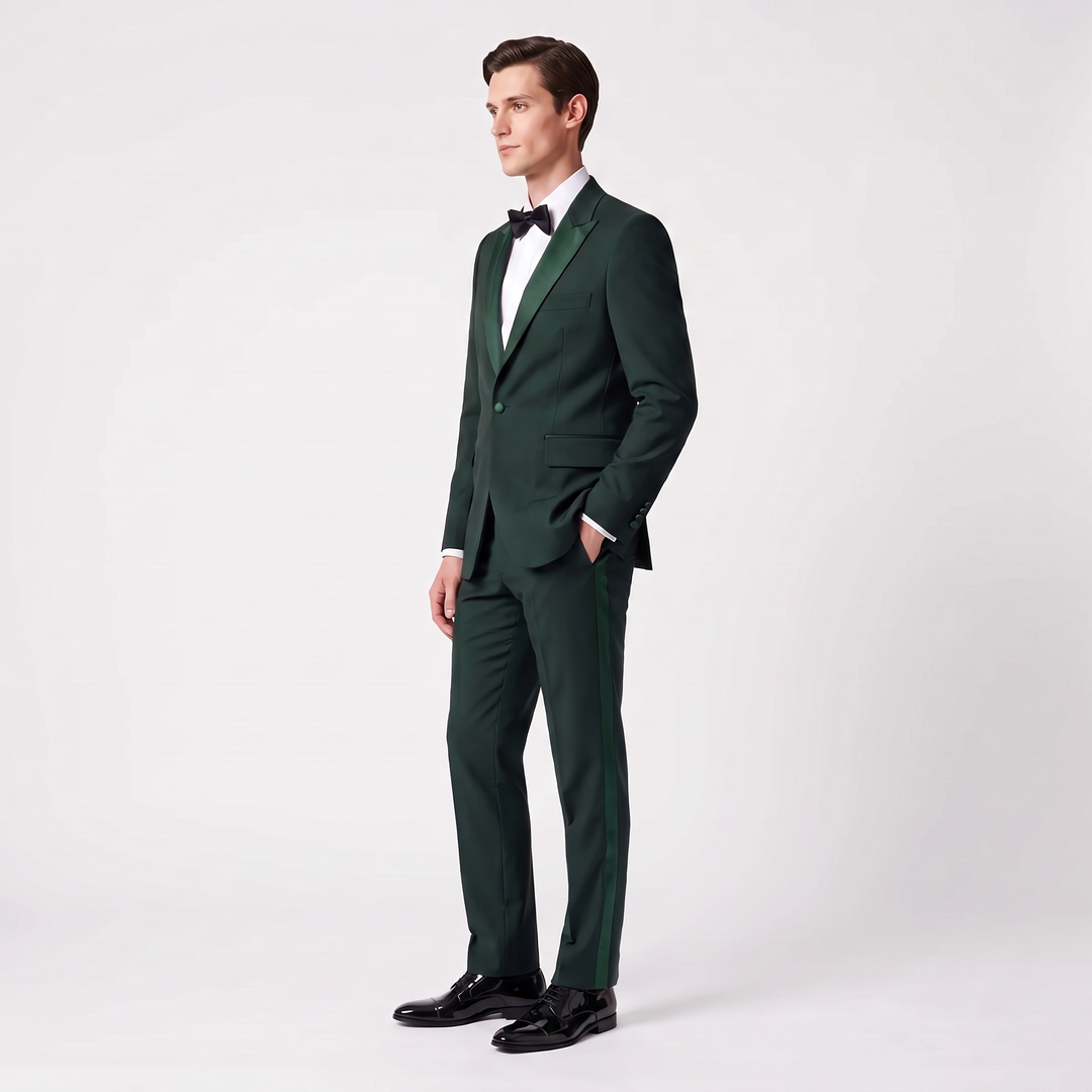Menseventwear Formal 2 Pieces Mens Suit Flat Peak Lapel Tuxedos For Wedding (Blazer+Pants)