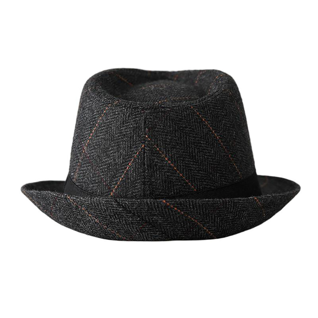 Menseventwear Retro Hat Man Literary Fashion Herringbone Plaid Casual Fedora