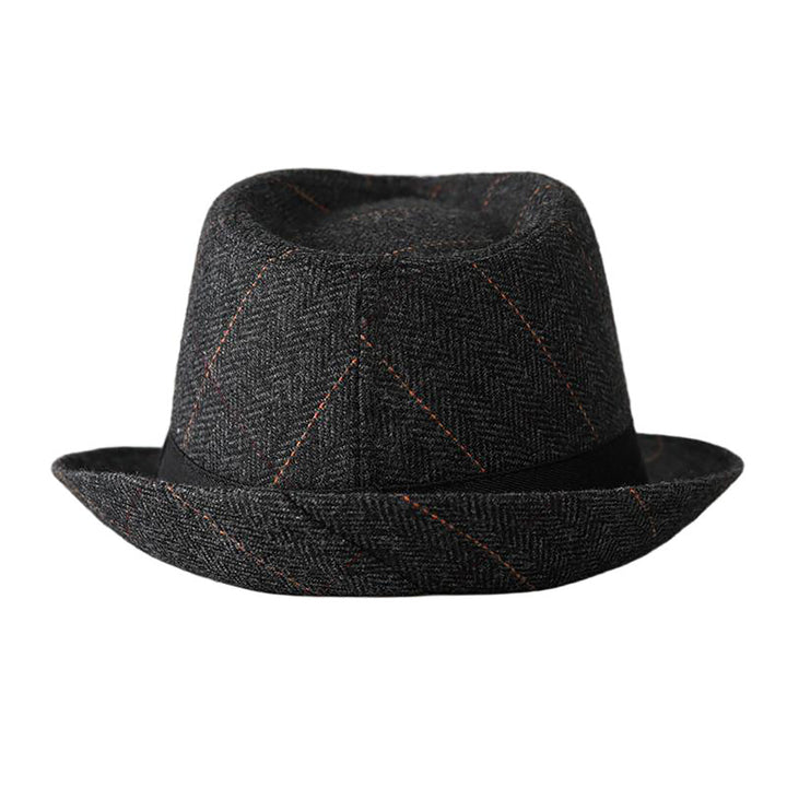 Menseventwear Retro Hat Man Literary Fashion Herringbone Plaid Casual Fedora
