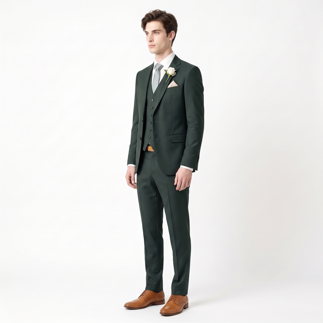 Menseventwear Fashion 3 Pieces Mens Suit Flat Notch Lapel Suits For Wedding (Blazer+vest+Pants)