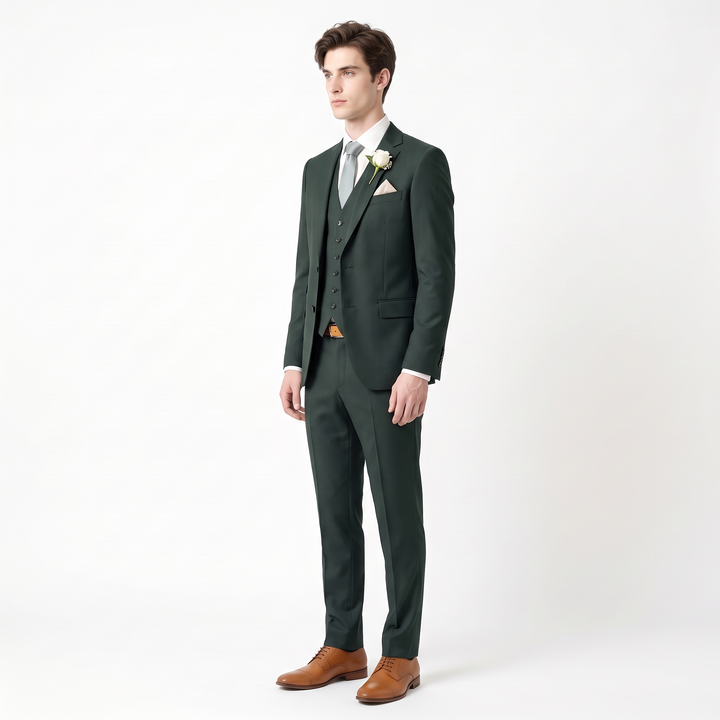 Menseventwear Fashion 3 Pieces Mens Suit Flat Notch Lapel Suits For Wedding (Blazer+vest+Pants)