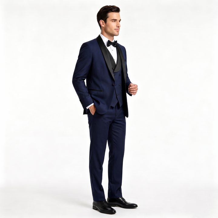 Menseventwear Fashion 3 Pieces Mens Suit Flat Shawl Lapel Tuxedos For Party (Blazer+vest+Pants)