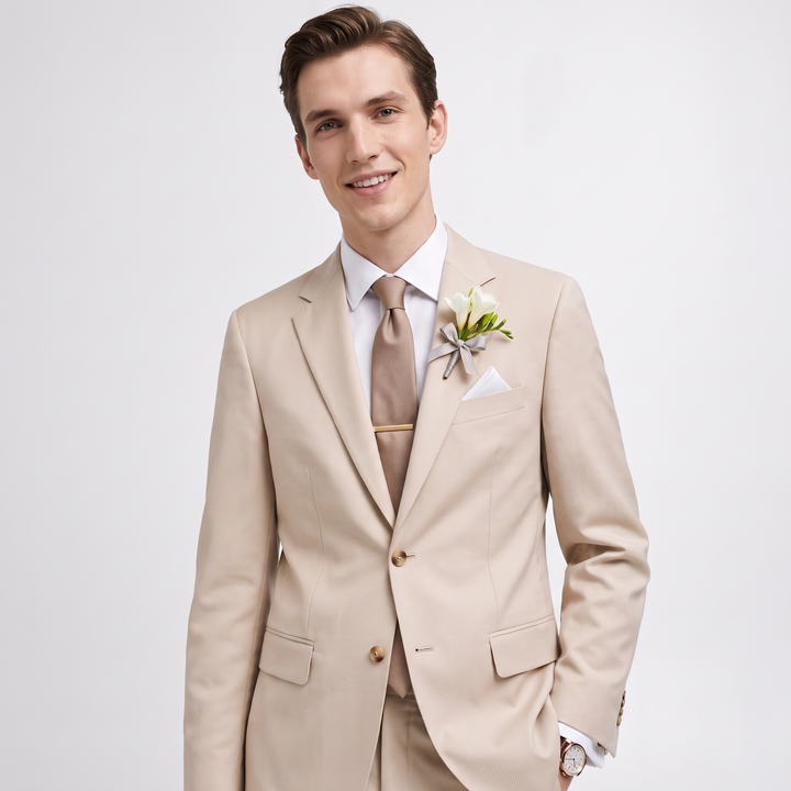 Menseventwear Formal 2 Pieces Mens Suit Flat Notch Lapel Set (Blazer+Pants)