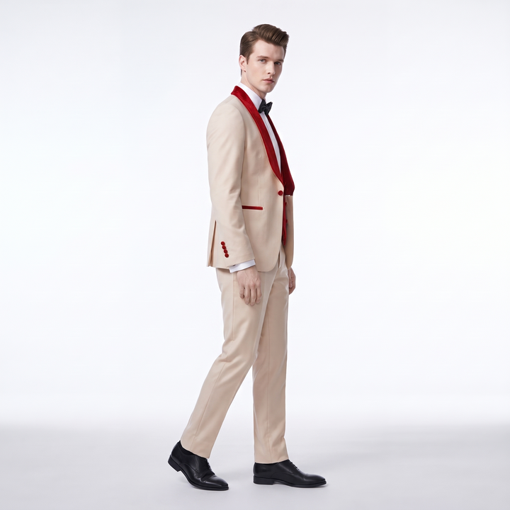 Menseventwear Fashion 3 Pieces Mens Suit Flat Shawl Lapel Tuxedos (Blazer+vest+Pants)