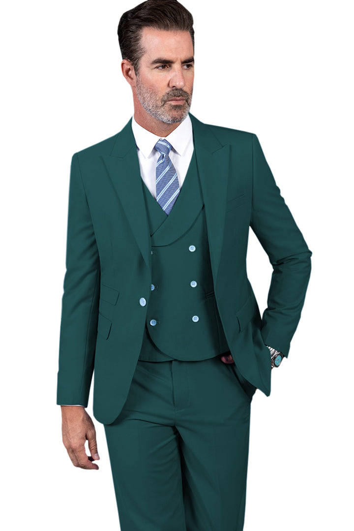 3 Piece Mens Suit Slim Fit Solid Peak lapel Suit (Blazer+Vest+Pants) mens event wear
