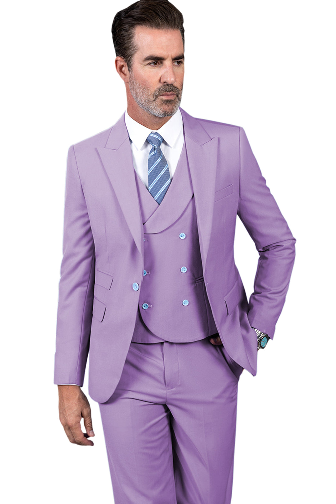 3 Piece Mens Suit Slim Fit Solid Peak lapel Suit (Blazer+Vest+Pants) mens event wear