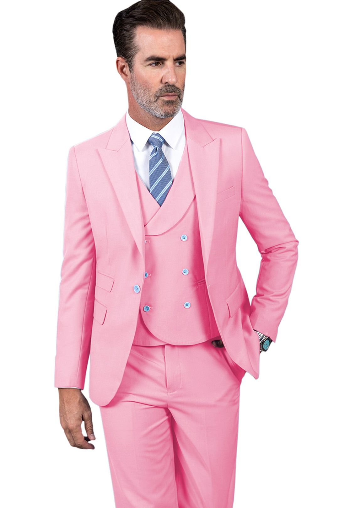 3 Piece Mens Suit Slim Fit Vest Solid Peak lapel Suit (Blazer+Vest+Pants) mens event wear