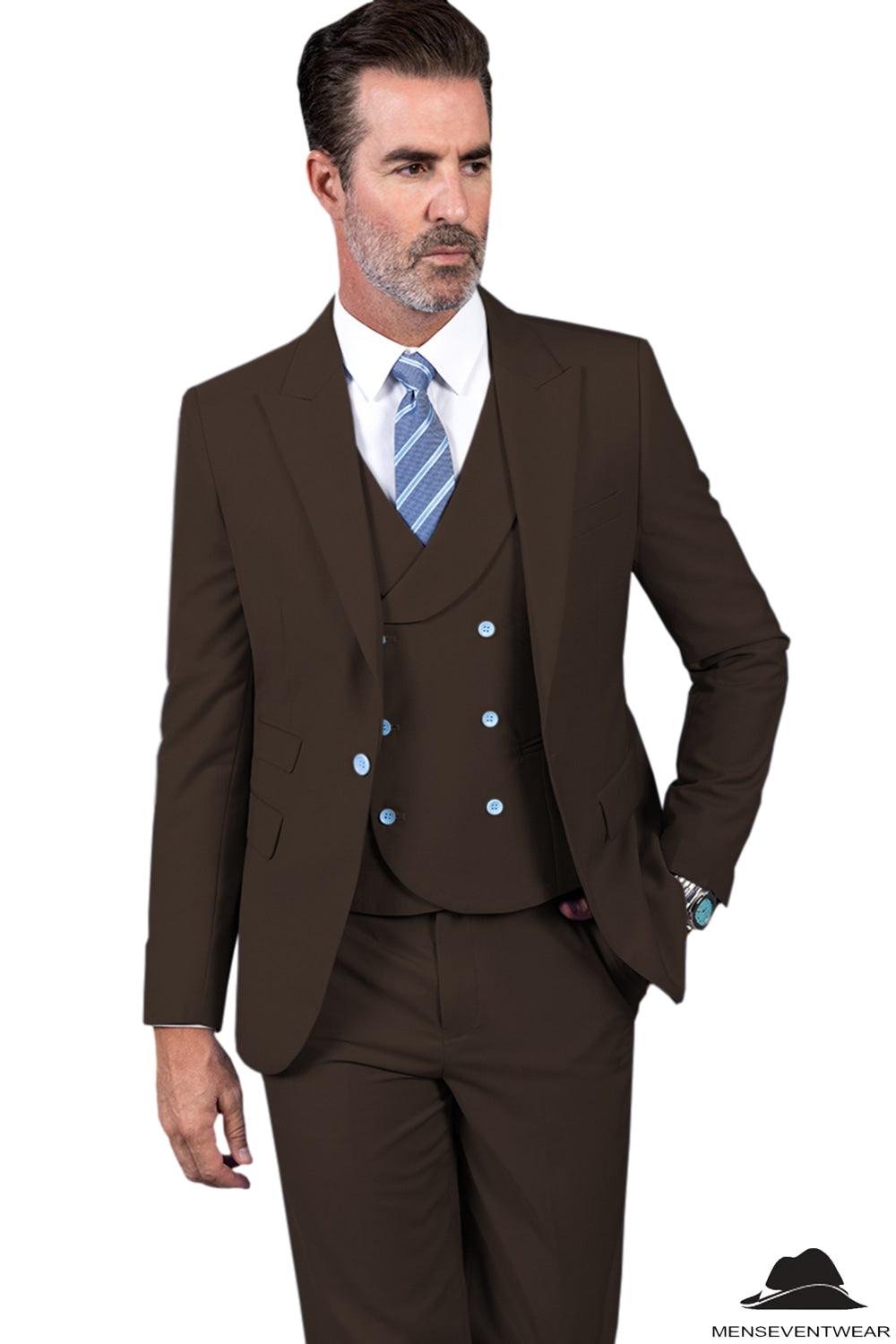 3 Piece Mens Suit Slim Fit Vest Solid Peak lapel Suit (Blazer+Vest+Pants) mens event wear