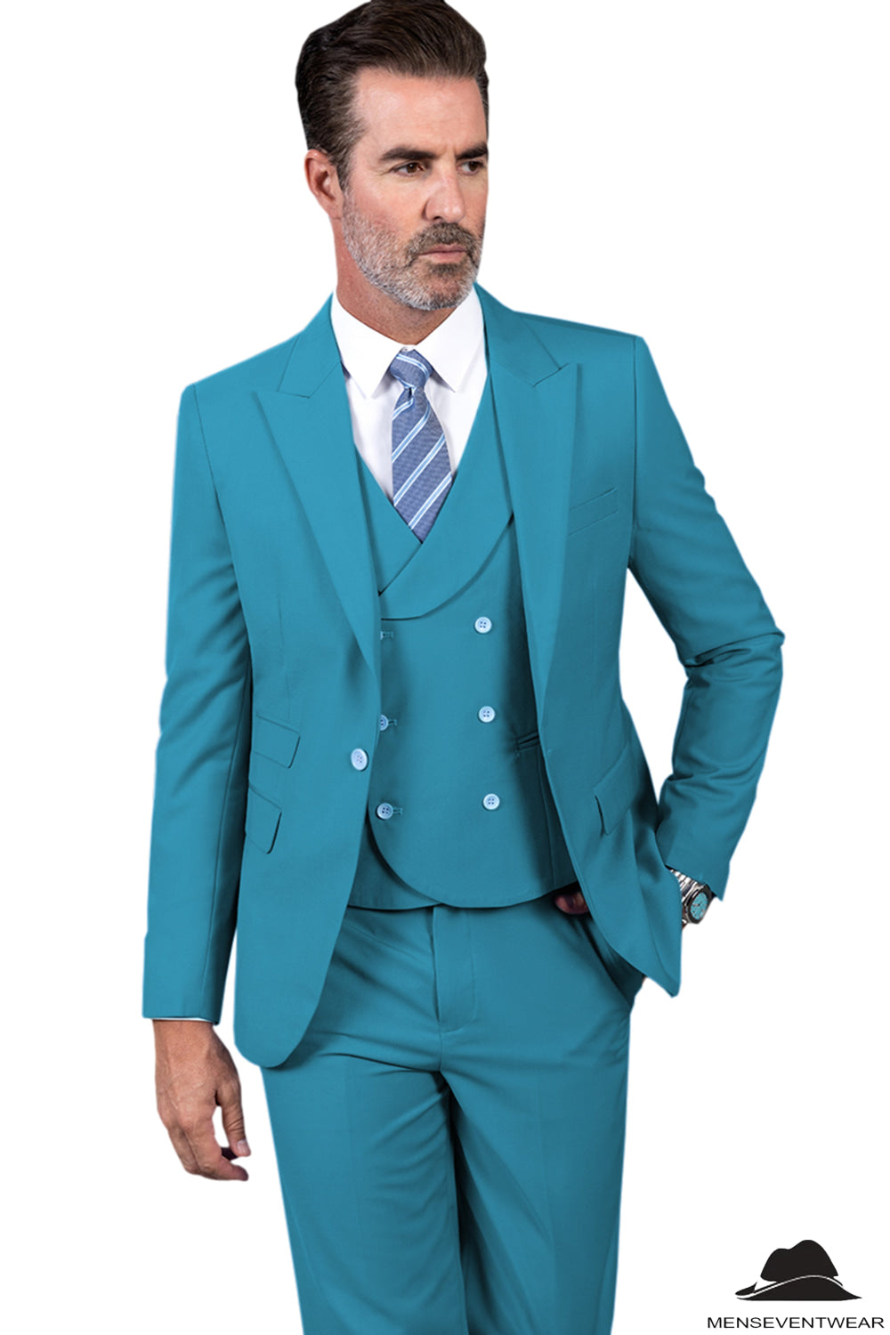 3 Piece Mens Suit Slim Fit Vest Solid Peak lapel Suit (Blazer+Vest+Pants) mens event wear