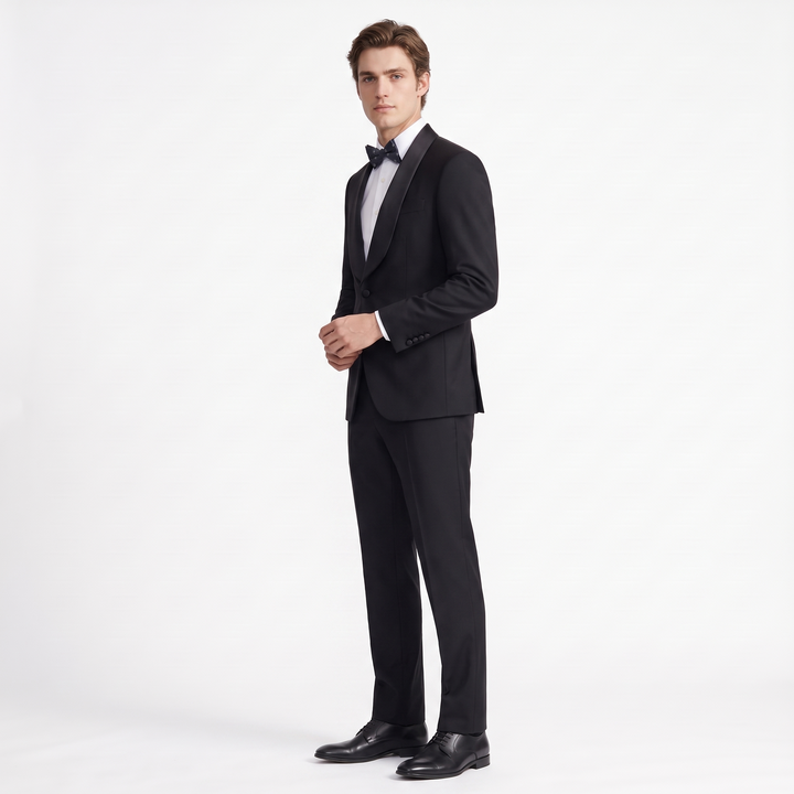 Menseventwear Fashion 2 Pieces Mens Suit Flat Shawl Lapel Tuxedos For Party (Blazer+Pants)