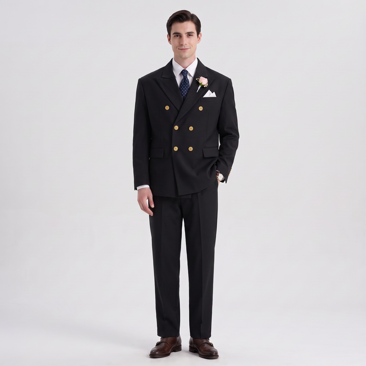 Menseventwear Formal 2 Pieces Mens Suit Flat Peak Lapel Suits For Wedding (Blazer+Pants)