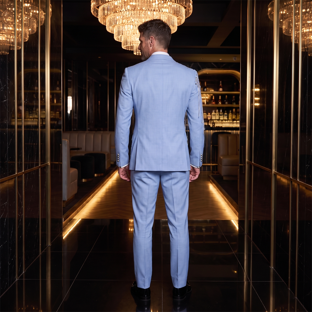 Luxurious Tassel-Embellished Men’s Suit With Rhinestones