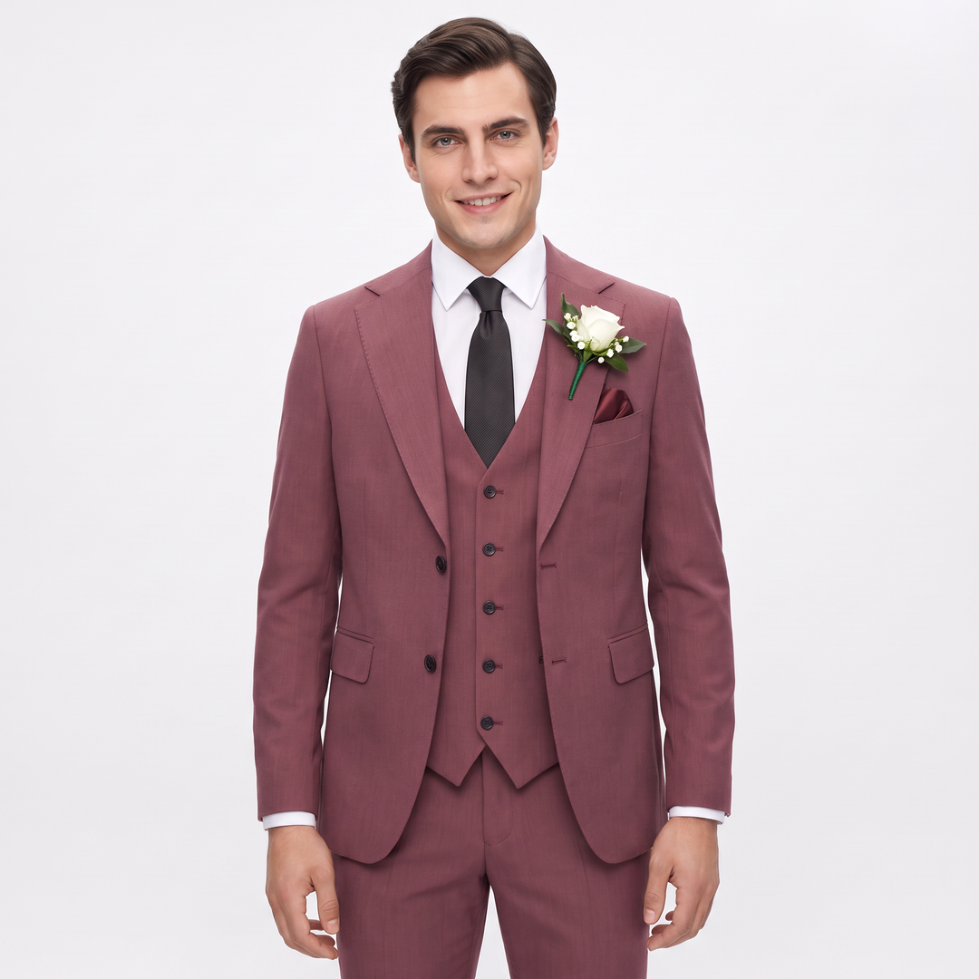 Menseventwear Fashion 3 Pieces Mens Suit Flat Notch Lapel Suits For Wedding (Blazer+vest+Pants)