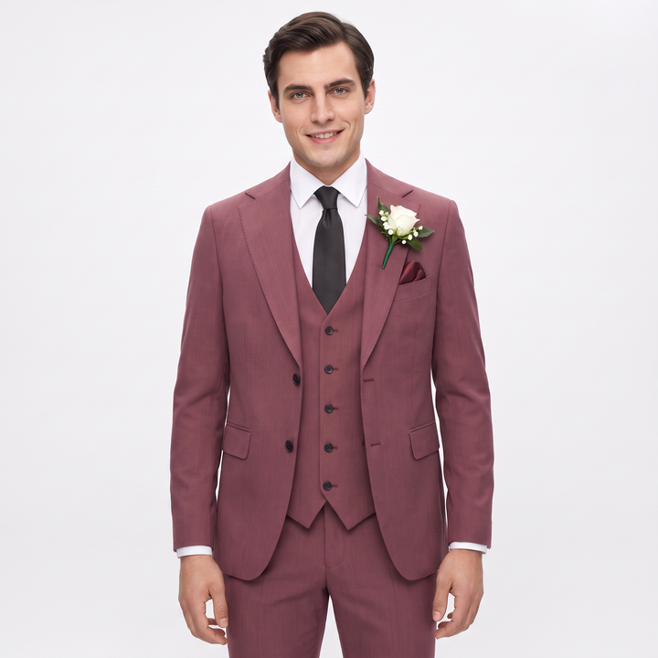 Menseventwear Fashion 3 Pieces Mens Suit Flat Notch Lapel Suits For Wedding (Blazer+vest+Pants)