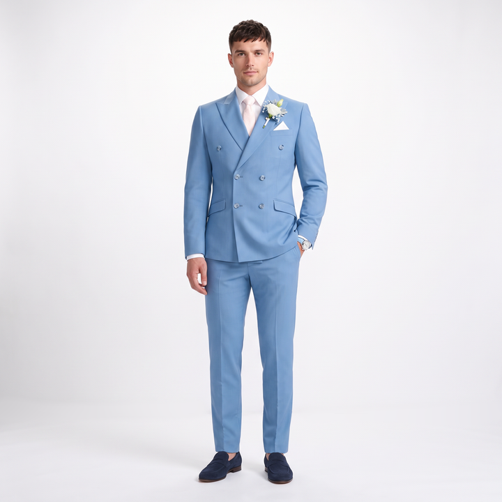 Menseventwear Formal 2 Pieces Mens Suit Flat Peak Lapel Suits For Wedding (Blazer+Pants)