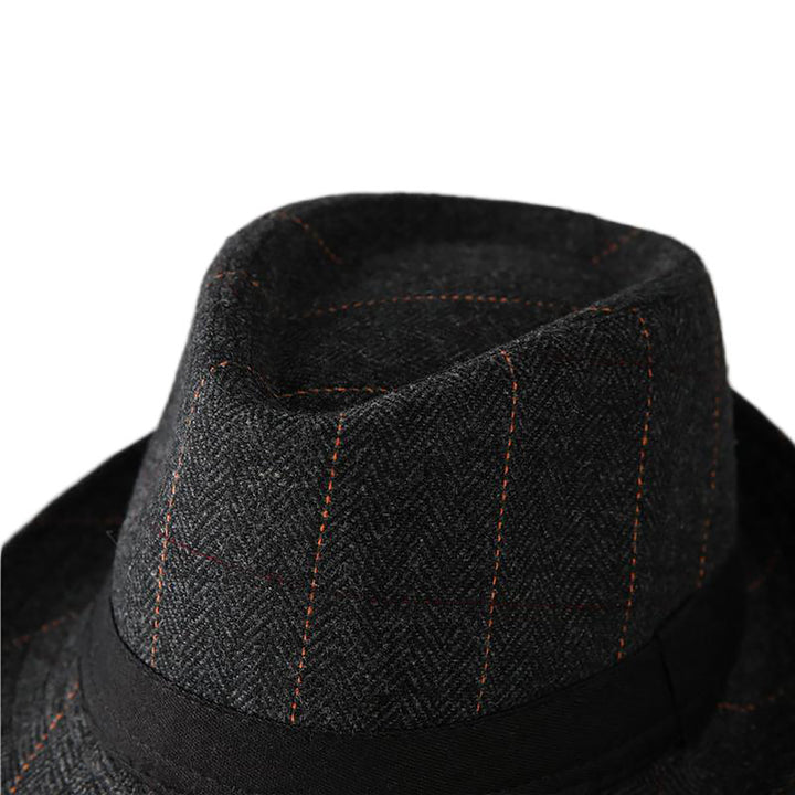 Menseventwear Retro Hat Man Literary Fashion Herringbone Plaid Casual Fedora