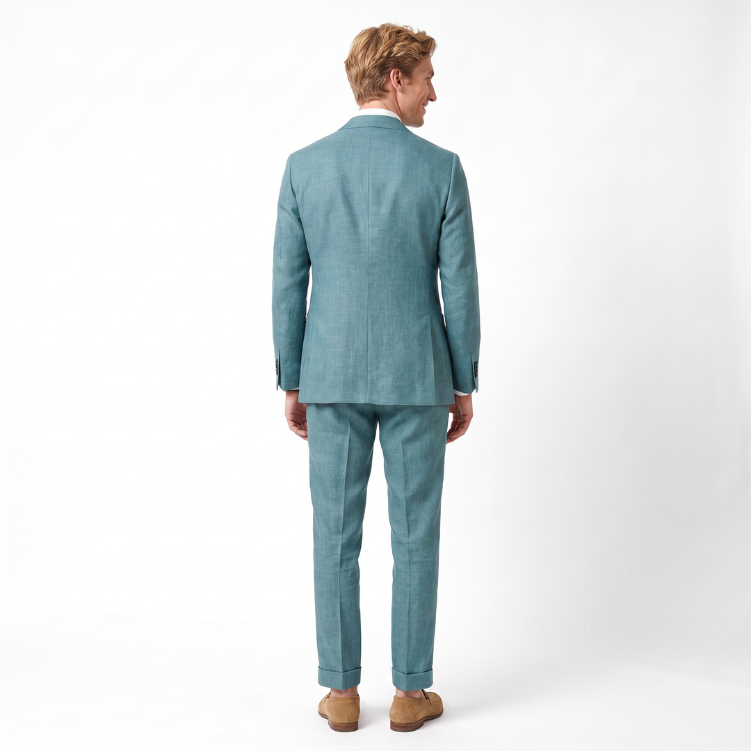 Menseventwear Casual 2 Pieces Mens Suit Flat Linen Notch Lapel Suit (Blazer + Pants)