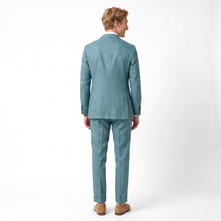 Menseventwear Casual 2 Pieces Mens Suit Flat Linen Notch Lapel Suit (Blazer + Pants)