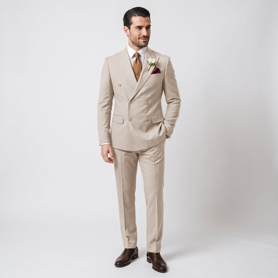 Menseventwear Formal 2 Pieces Mens Suit Flat Peak Lapel Suits For Wedding (Blazer+Pants)