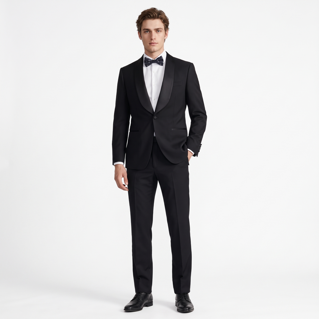 Menseventwear Fashion 2 Pieces Mens Suit Flat Shawl Lapel Tuxedos For Party (Blazer+Pants)