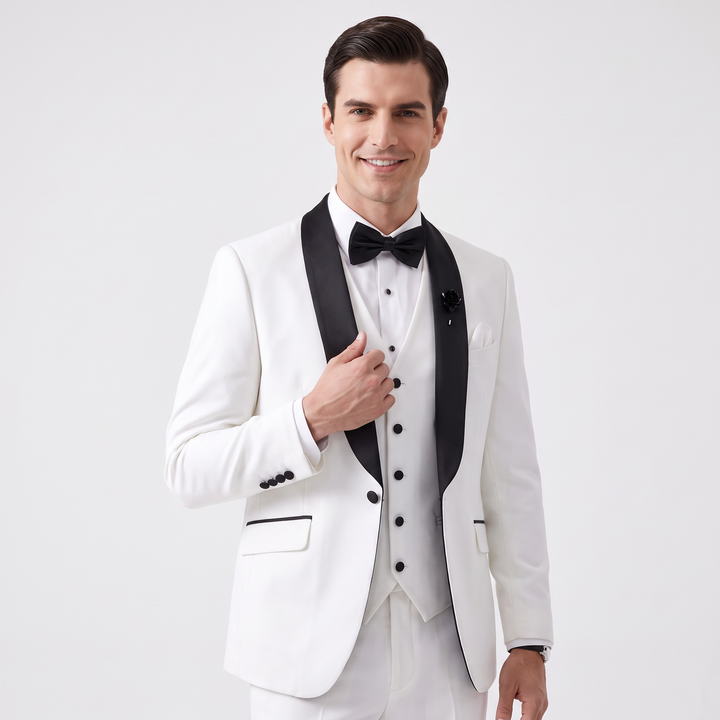 Menseventwear Fashion 3 Pieces Mens Suit Flat Shawl Lapel Tuxedos (Blazer+vest+Pants)