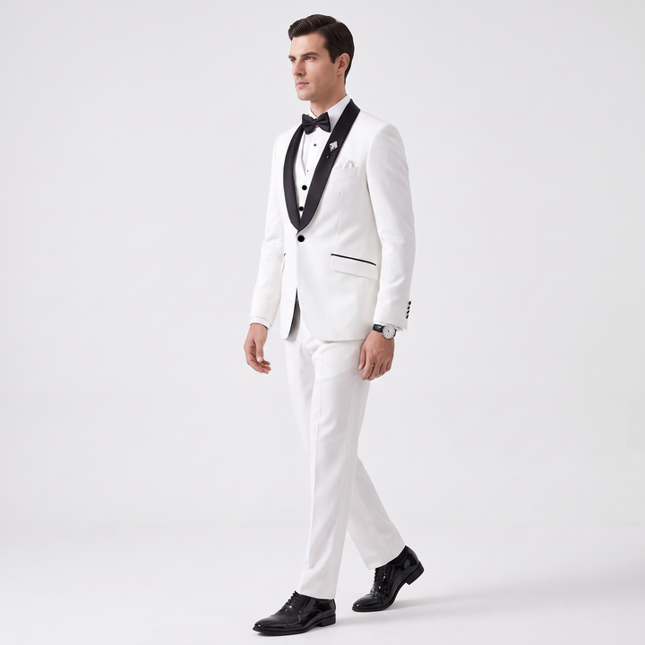 Menseventwear Fashion 3 Pieces Mens Suit Flat Shawl Lapel Tuxedos (Blazer+vest+Pants)