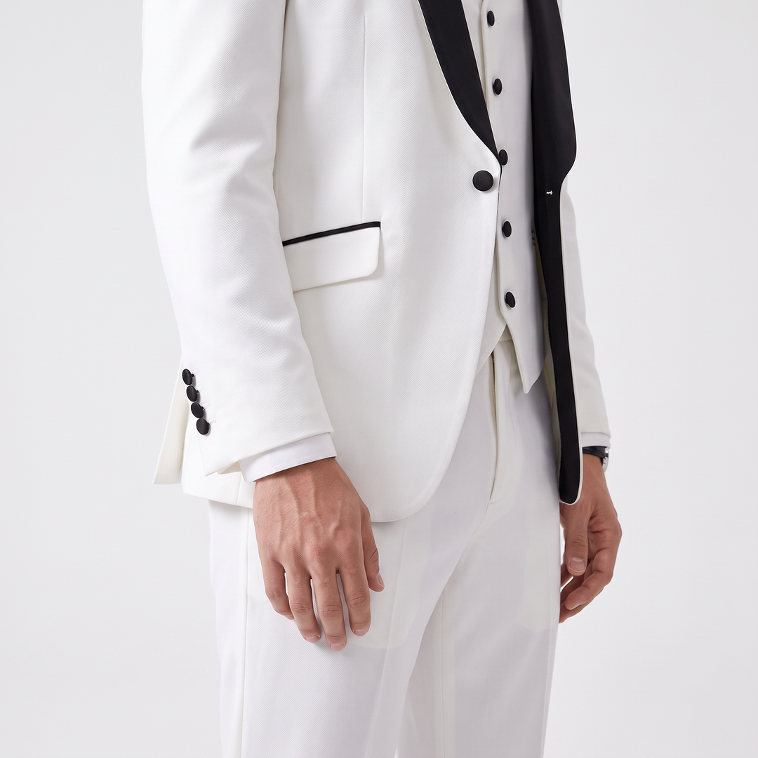 Menseventwear Fashion 3 Pieces Mens Suit Flat Shawl Lapel Tuxedos (Blazer+vest+Pants)