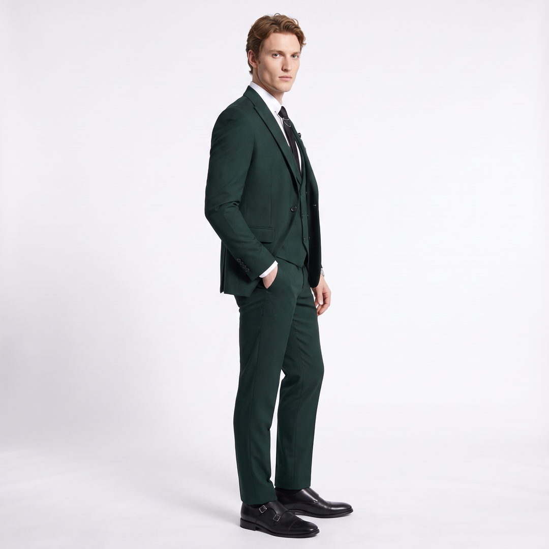 Menseventwear Formal Mens Suit 3 Pieces Peak Lapel Blazer For Wedding (Blazer+vest+Pants)