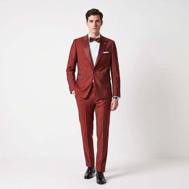 Menseventwear Formal 2 Pieces Mens Suit Flat Peak Lapel Tuxedos For Wedding (Blazer+Pants)