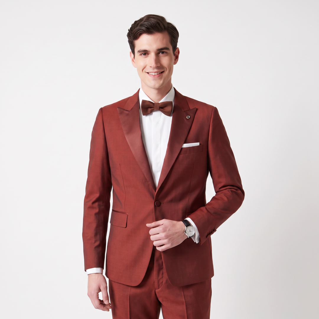 Menseventwear Formal 2 Pieces Mens Suit Flat Peak Lapel Tuxedos For Wedding (Blazer+Pants)