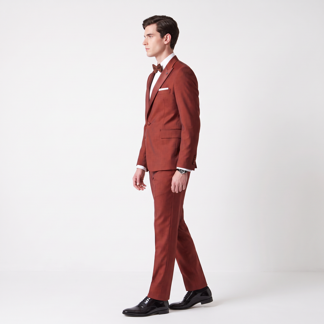 Menseventwear Formal 2 Pieces Mens Suit Flat Peak Lapel Tuxedos For Wedding (Blazer+Pants)