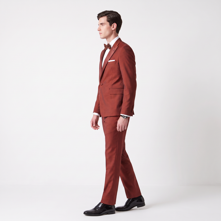 Menseventwear Formal 2 Pieces Mens Suit Flat Peak Lapel Tuxedos For Wedding (Blazer+Pants)