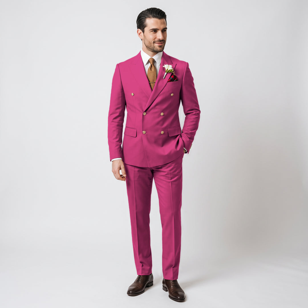 Menseventwear Formal 2 Pieces Mens Suit Flat Peak Lapel Suits For Wedding (Blazer+Pants)