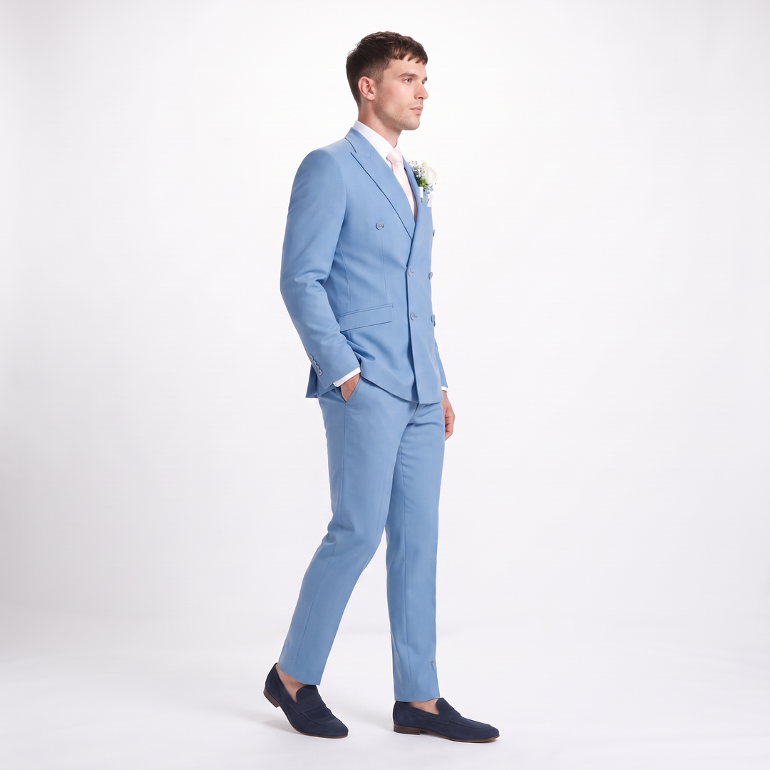 Menseventwear Formal 2 Pieces Mens Suit Flat Peak Lapel Suits For Wedding (Blazer+Pants)
