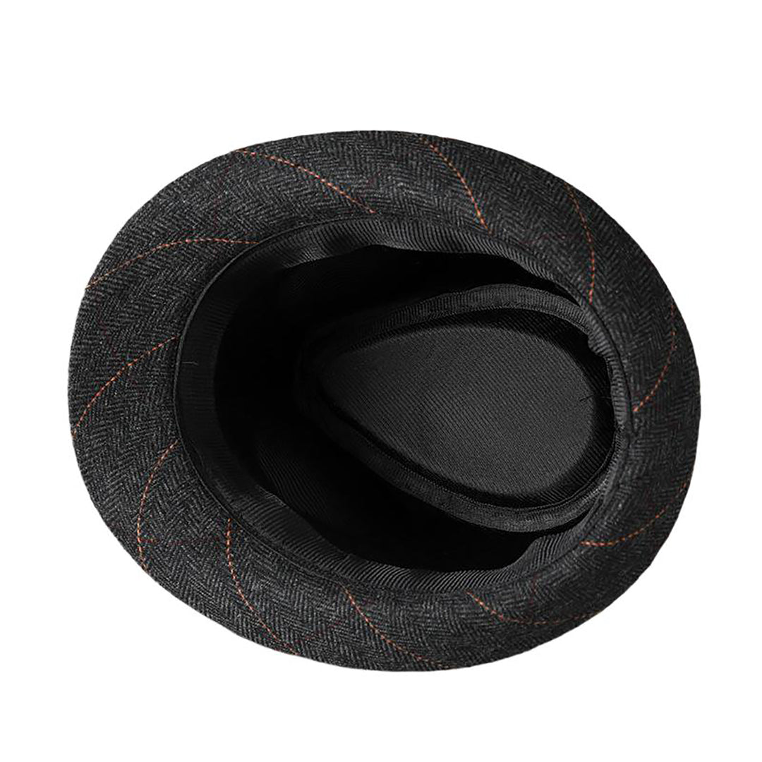 Menseventwear Retro Hat Man Literary Fashion Herringbone Plaid Casual Fedora