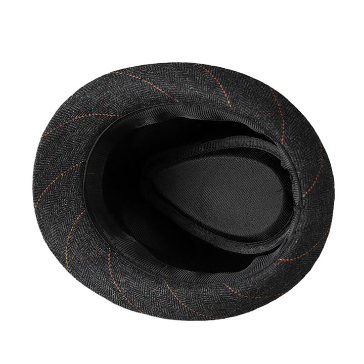 Menseventwear Retro Hat Man Literary Fashion Herringbone Plaid Casual Fedora