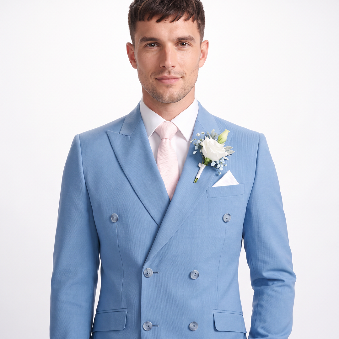 Menseventwear Formal 2 Pieces Mens Suit Flat Peak Lapel Suits For Wedding (Blazer+Pants)