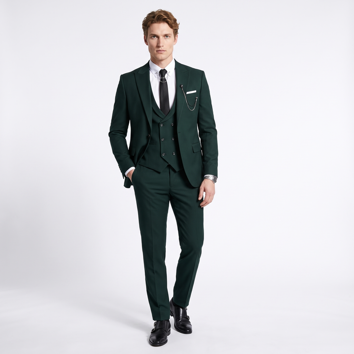 Menseventwear Formal Mens Suit 3 Pieces Peak Lapel Blazer For Wedding (Blazer+vest+Pants)