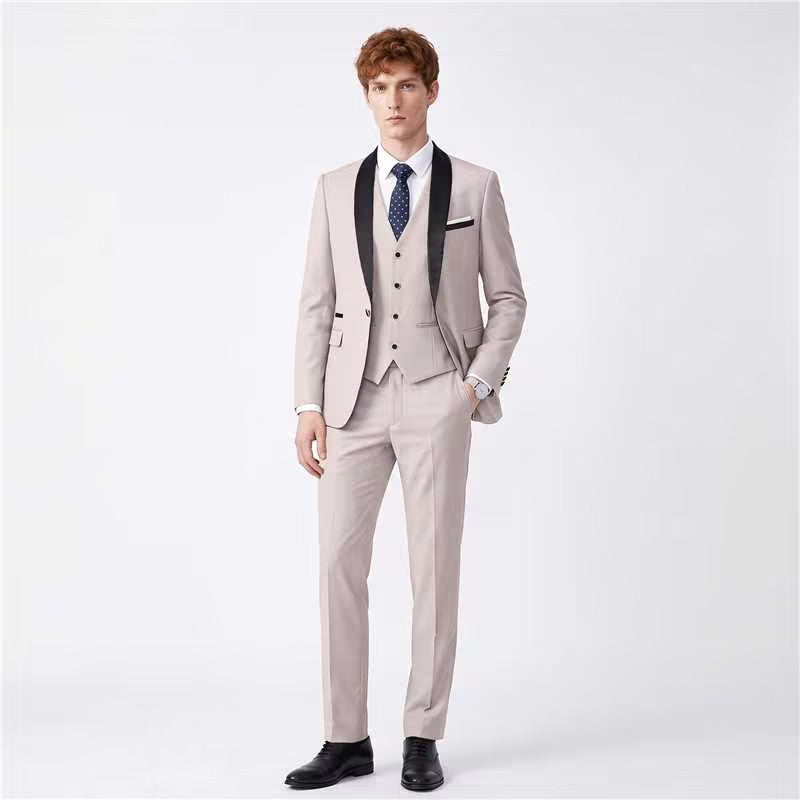 Menseventwear Fashion 3 Pieces Mens Suit Flat Shawl Lapel Tuxedos (Blazer+vest+Pants)