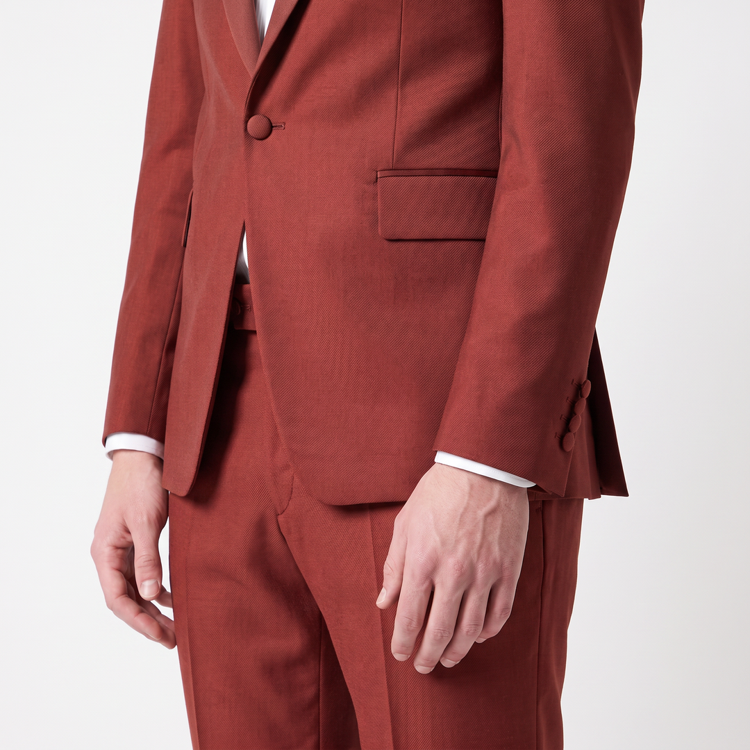 Menseventwear Formal 2 Pieces Mens Suit Flat Peak Lapel Tuxedos For Wedding (Blazer+Pants)