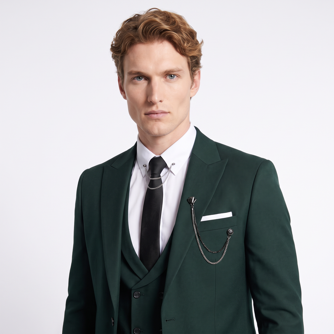 Menseventwear Formal Mens Suit 3 Pieces Peak Lapel Blazer For Wedding (Blazer+vest+Pants)