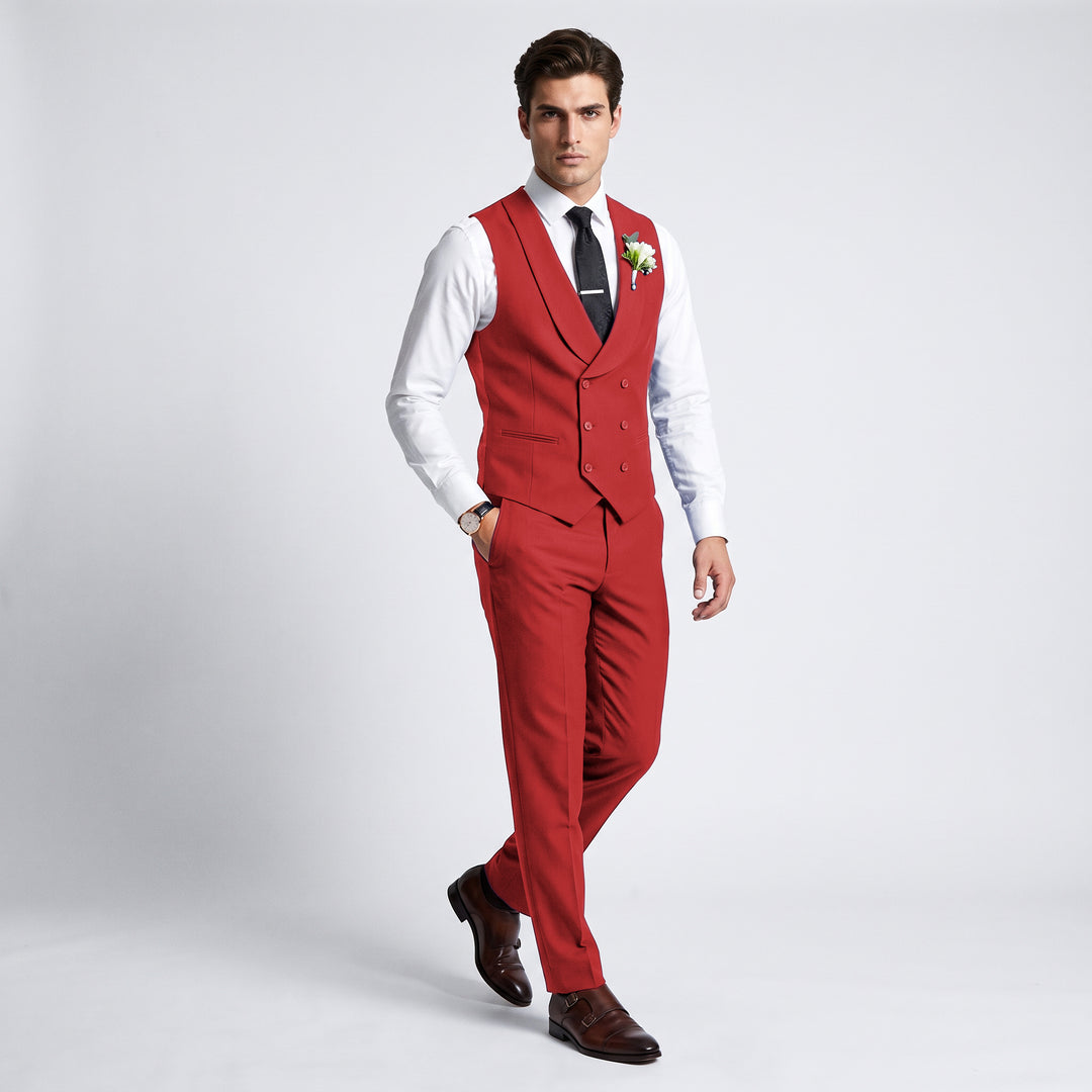 Menseventwear Double Breasted Formal 2 pieces Shawl Lapel Mens Suit For Wedding (Vest+Pants)