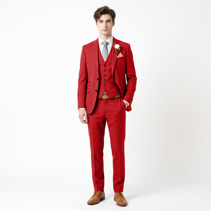 Menseventwear Fashion 3 Pieces Mens Suit Flat Notch Lapel Suits For Wedding (Blazer+vest+Pants)