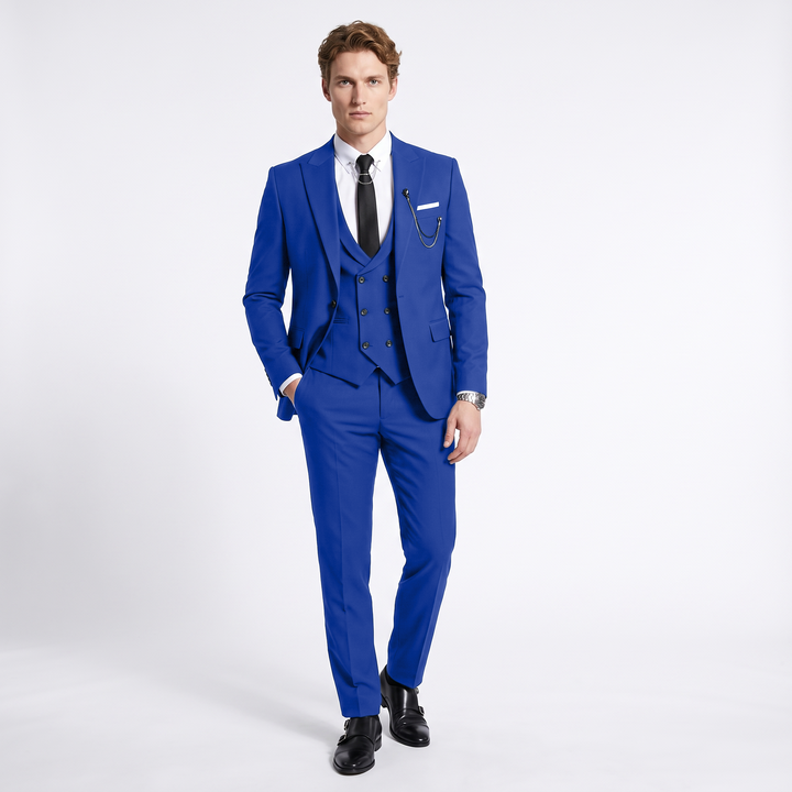 Menseventwear Formal Mens Suit 3 Pieces Peak Lapel Blazer For Wedding (Blazer+vest+Pants)