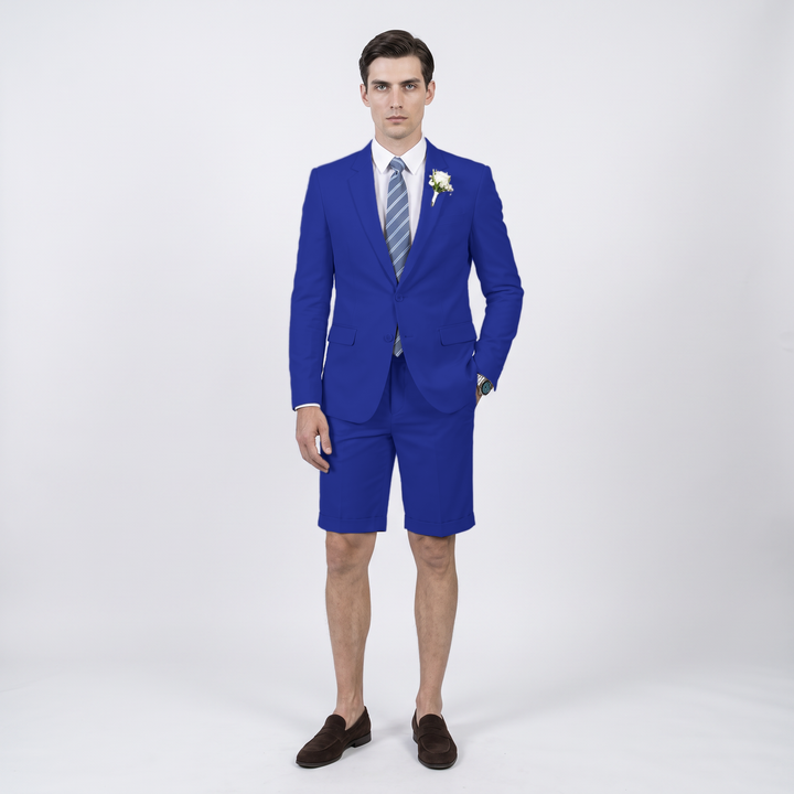 Menseventwear Fashion 2 Pieces Mens Suit Flat Notch Lapel Suits (Blazer+Shorts)