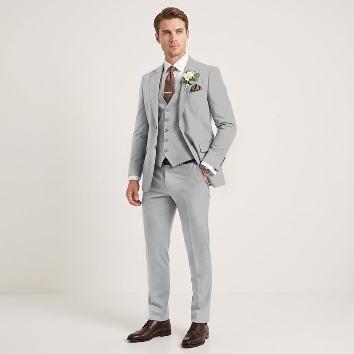 Menseventwear 3 Pieces Mens Suit Slim Fit Solid Peak Lapel Suits For Wedding (Blazer+vest+Pants)
